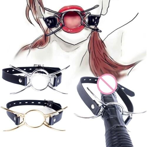 Metal Spider O Ring Open Mouth Gag,BDSM Sex Bondage Leather Restraint Blowjob Gag Fetish Oral Fixation Erotic Toys For Women Men