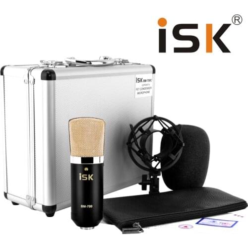 ISK BM-700 live broadcast recording microphone pure gold coating large vibration sound head mic for studio/computer/stage