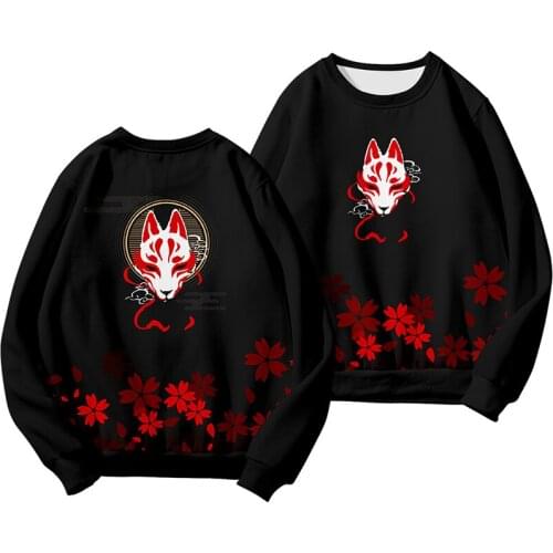 Fashion Print Fox Mask 3d Hoodies Pullover Costume Men Women Capless Sweatshirts Tops O-neck Long Sleeve Boys Girls Sport Hoodie