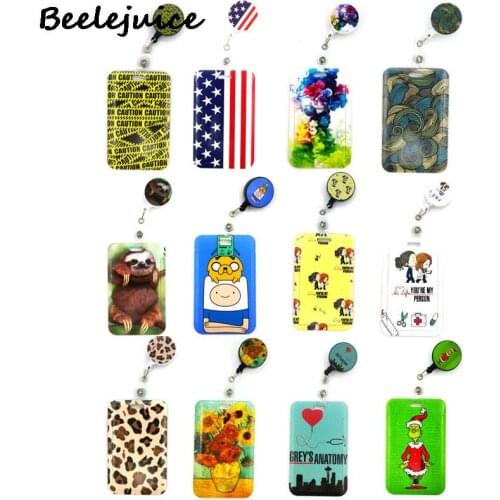 Fashion Gifts Cute Card Cover Clip Lanyard Retractable Student Nurse Badge Reel Clip Cartoon ID Card Badge Holder accessories