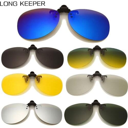 LongKeeper Men Polarized Clip On Sunglasses Yellow Lens Night Vision Driving Sun Glasses Male Anti-Glare Fishing Eyewear UV400