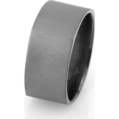 Tesbihane-Pointed Design Dark Gray Color 925 Sterling Silver Men 'S Wedding Ring