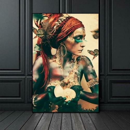 Wall Art Canvas Paint Priestess Woman Portrait Nordic Posters Vintage