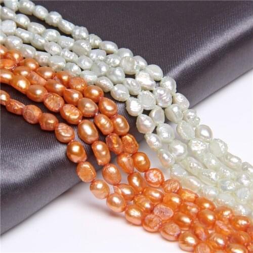 Natural Baroque Pearls Beads Golden Silver Color Freshwater Oval Potato Pearl Nuggets Bulk Pearls For Jewelry Making 14" strand