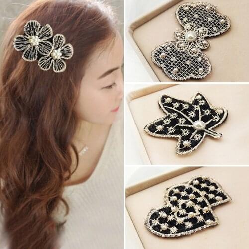 New Hair Accessories Crystal Magic Sticker Bang sticker Lace Girls 1PC Flowers Embroidery Pearl Bowknot bohemian Women