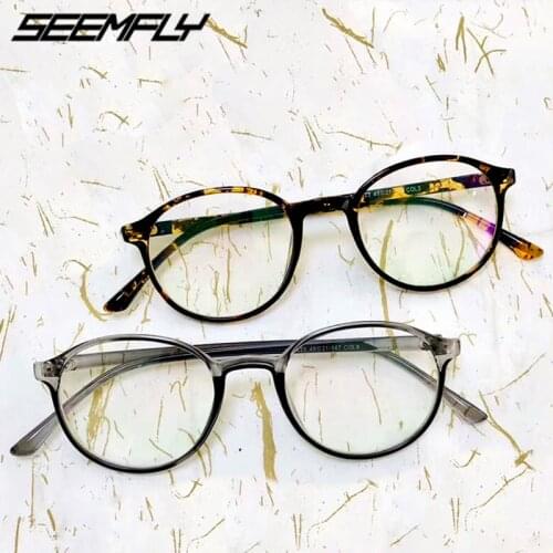 Seemfly Fashion Round Frame Vintage Men Women Clear Lens Optical Spectacle Lightweight Plain Mirror Male Goggle Unisex Eyewear