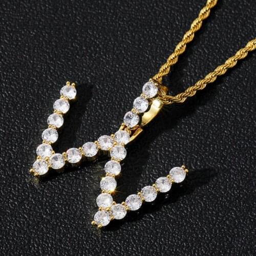 Copper A-Z Letter Pendant Necklace Cubic Zirconia Alphabet Pendants Gold Silver Color 26 Initial Collares Jewelry