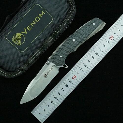 KEVIN JOHN VENOM 2 Folding M390 Blade Titanium Alloy Carbon Fiber Handle Camping Outdoor Survival Kitchen EDC Gift Tool Knife