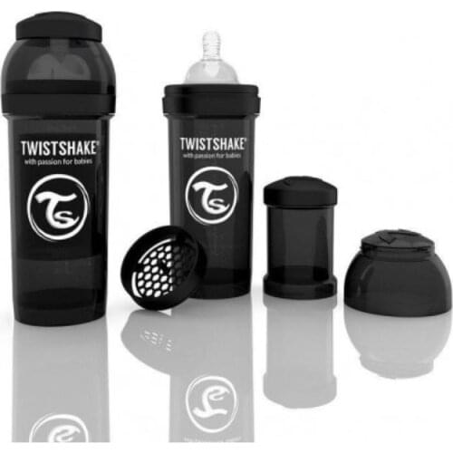 TWISTSHAKE - BIBERÓN ANTICÓLICO NEGRO +2 MESES (260 ML)