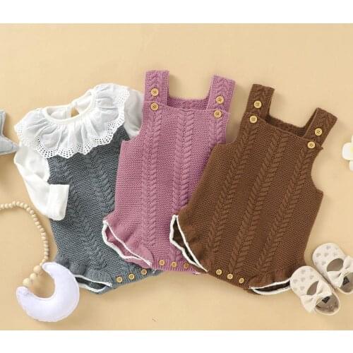 Spring Autumn Baby Girls Knit Romper Newborn Baby Clothes Lovely Bubble Romper Sleeveless Baby Romper Cotton Baby Jumpsuit