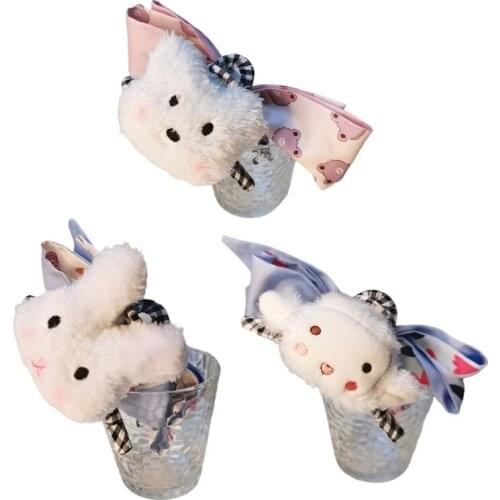 MXMB Big Bow Bear Hair Clips Non-Slip Plush Hair Claws French Design Hair Barrette
