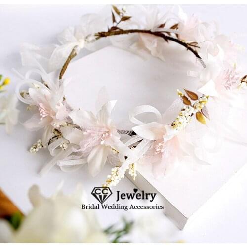 CC Romantic Tiaras and Crowns Wedding Hair Accessories for Women Engagement Jewelry Bridal Hairwear Seaside Wreath Corolla 58402