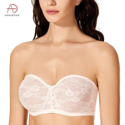 Womens Convertible Basic Sheer Underwire Non-padded Multiway Strapless Lace Bra