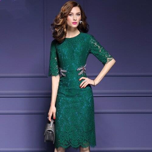 Newest Spring and Autumn women dress half sleeves o-neck slim elegant one-piece vintage dress for spring autumn free shipping