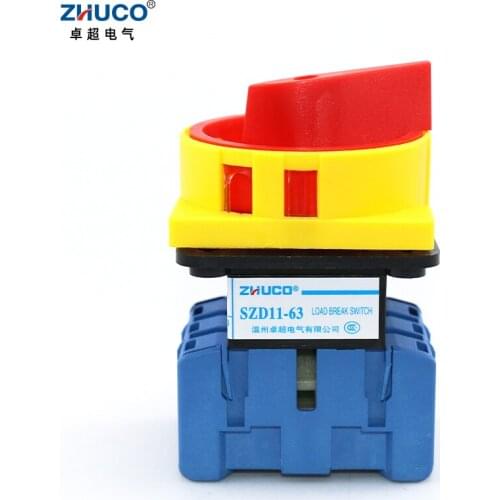 ZHUCO SZD11-63/300010 63Amp 660V 3 Poles On-Off Isolator Load Break Switch With Pad Lock Rotary Cam Disconnect Switch 3P