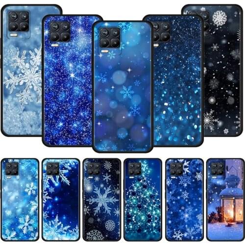 Winter Snowflakes Black Case For Realme 8 C21 5 6 7 Pro C3 XT GT Master Explorer 7i X50 C11 C21Y C20A X7 Cover Caso Silicone