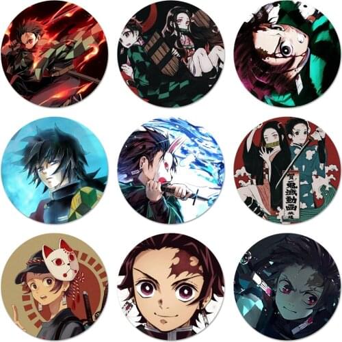 Demon slayer kimetsu no yaiba Icons Pins Badge Decoration Brooches Metal Badges For Clothes Backpack Decoration 58mm