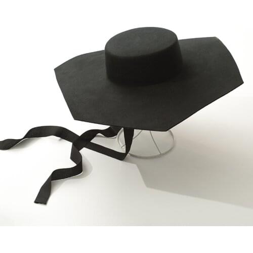 01907-HH8125 2019 new BLACK Wool Superior quality fedoras cap men women leisure panama hat