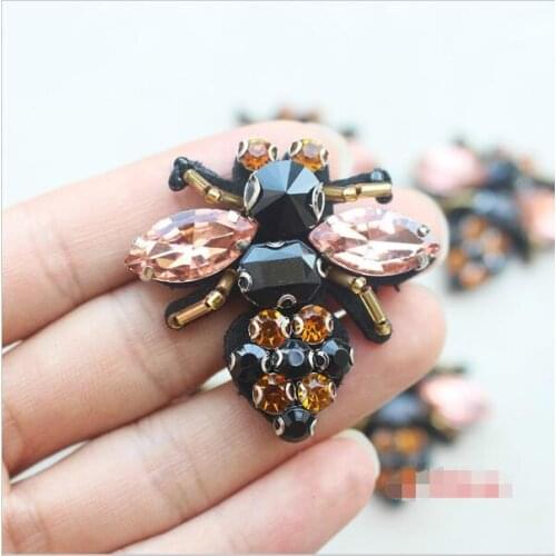 1Pcs Rhinestone Bee Beaded Patch for Clothing Sewing on Beading Applique Clothes Shoes Bags Decoration Patch DIY Apparel