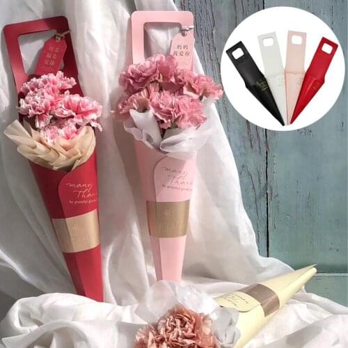 10PCS 44*24cm Paper Flower Bags With Gift Card Rose Florist Wrapping Gift Box Flower Packaging Creative Handle Box