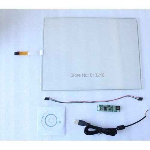 15 inch 4 wire resistive touch panel touch screen + USB controller card +CD Room work with 15 inch LCD panel