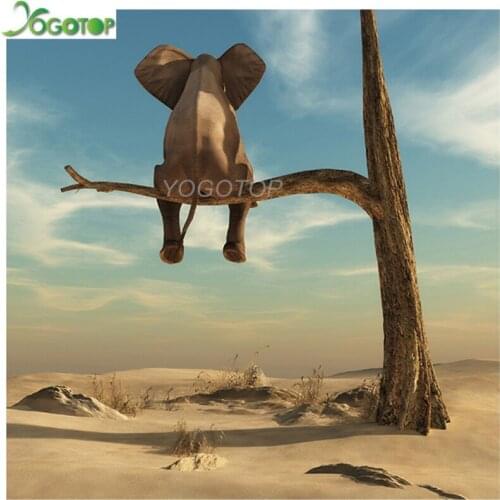 5d DIY Diamond Embroidery Elephant on desert tree square round Diamond Painting Cross Stitch Diamond Mosaic 3d pictures YY3432