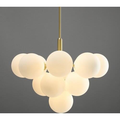 American Modern Copper Luxury G9 Led Chandelier Bedroom Glass Globe Led Chandelier Lighting Led Hanging Lamp Suspend Lamp