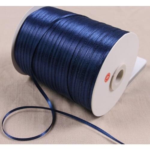 1/8" 3mm Satin Ribbon for packing and bow & Garment Accessories 20y/lot 38 D-Blue
