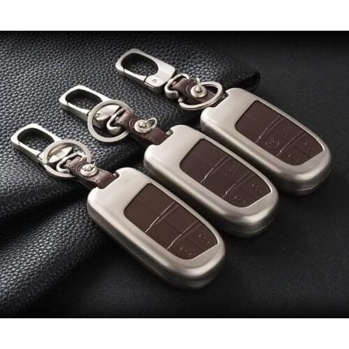 Zinc Alloy+leather Key Case For Car 3 Buttons For Jeep Dodge 2014 2016 Grand Cherokee Car Key Cover