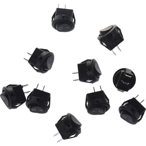 CNIM Hot 10pcsx AC 3A/250V 6A/125V ON-OFF I/O SPST 2 Pin Snap In Round Boat Rocker Switch