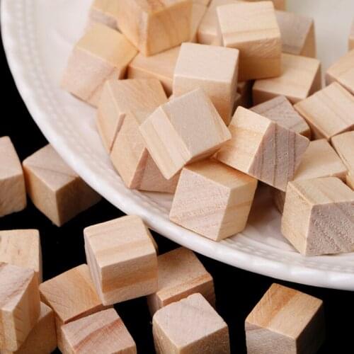 10/25/25mm Wooden Square Blocks Mini Cubes Embellishment for Woodwork Craft DIY