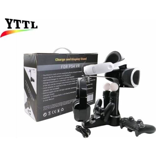 New 5 in 1 Holder for PS4 VR stand With Charger Charging Station For PS4 PS VR Camera/Headphone Showcase Stand Dock for PS4