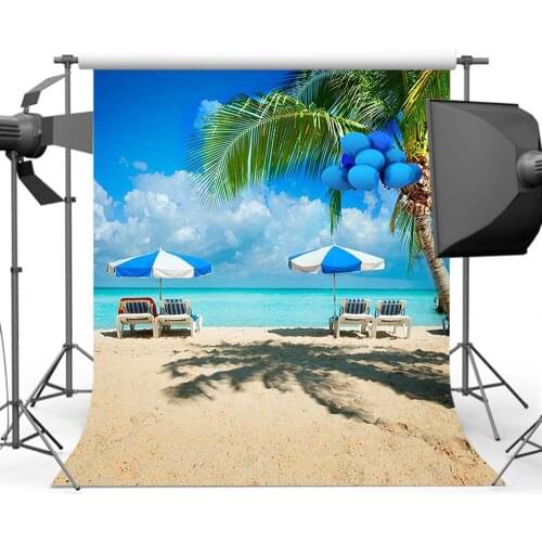Mehofoto Golden Beach Backdrop Cocotun Blue Sky Sea Background Photography for Family Photo Studio CM-5489
