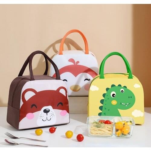 Cartoon animal Canvas Lunch Bags Portable Insulated Thermal Cooler Bento Lunch Box Tote Picnic Storage Bag Pouch Drop Shipping