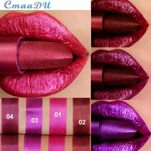 Professional Lips Makeup Lip Stick Waterproof Long Lasting Pigment Nude Pink Mermaid Shimmer metal color Lipstick Luxury Makeup