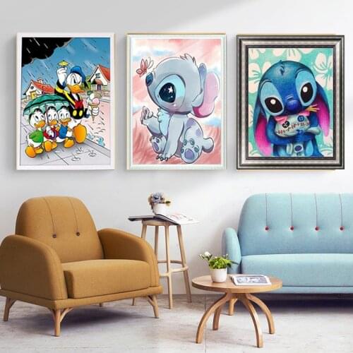 Donald Duck & Lilo & Stitch Canva Painting Disney Posters Abstract Prints Cute Wall Art Pictures for Kids Living Room Home Decor