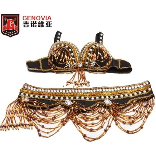 2018 Tribal Style Belly Dance Costume 2 Pics Bra&Belt 34B/C 36B/C 38B/C Bra 2018 Oriental Dance Beaded Bra and Belt