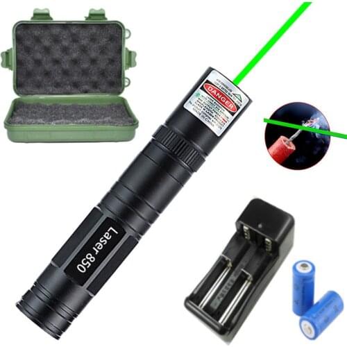 Portable mini laser pointer 5 milliwatts high power super far radiation 8000m green laser burning laser with 16340 battery