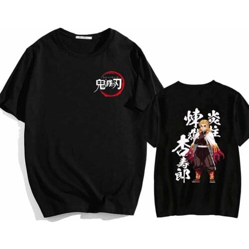 Demon Slayer Rengoku Kyoujuro O-neck Fashion Hip Hop Print Fashion Anime T-shirt