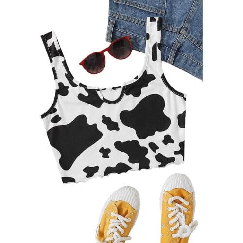 Fashion Korean girl small sling sexy cow print small sling multi-size wild bottoming short small sling топик женский 50
