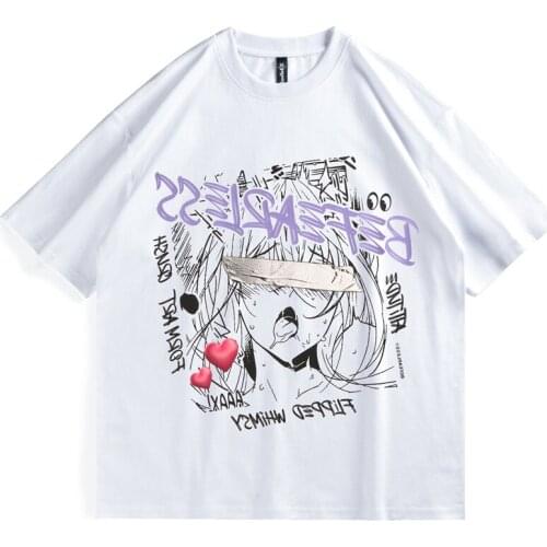 2021 Men Hip Hop T Shirt Anime Manga Print Harajuku Streetwear Summer Casual Oversized Cotton TShirt Fashion Couple Tops Tees