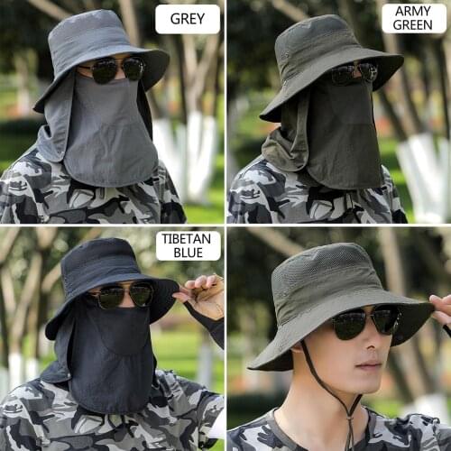 Men Outdoor UV Protection Ear Flap Neck Cover Sun Hat Fisherman Cap Fishing Hunt