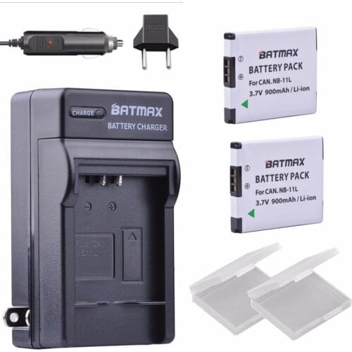 NB-11L / NB-11LH Ultra High Capacity 900mAh Battery& Wall Charger for Canon PowerShot A2300 IS, A2400 IS, A2500 Cameras(2 pack)