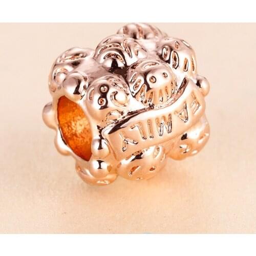 LOVE & FAMILY Charm Fashion Jewelry Rose Gold Beads Fit Silver Charm Bracelet for Women DIY Jewelry Making