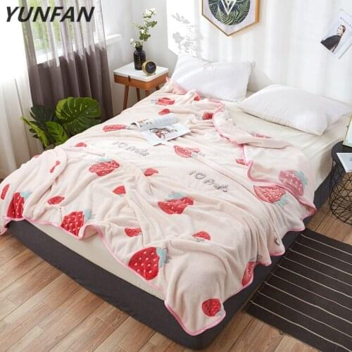Strawberry blankets fashion quilts twin full queen king fruits blankets soft Throw Flannel blankets on Bed/car/sofa girls rugs