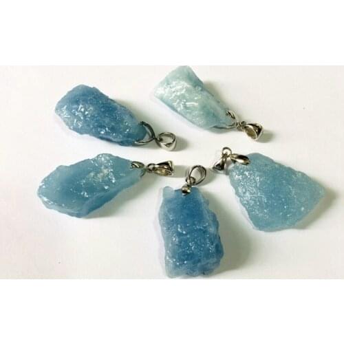 Wholesale 1pcs Natural Blue Aqua marine Bead Pendant,Raw Aquamarines Gem Stone Bead Pendant For Jewelry DIY