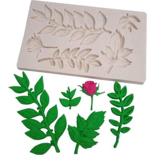Wholesale 10 pcs Roses and leaves Silicone Mold Sugarcraft Cookie Cupcake Chocolate Baking Mold Fondant Cake Decorating Tools