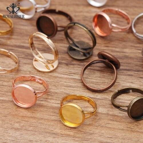 100pcs/lot Adjustable Blank Ring Base Fit Dia 8 10 12 14 16 18 20 mm Glass Cabochons Cameo Settings Tray Diy Jewelry Making Ring