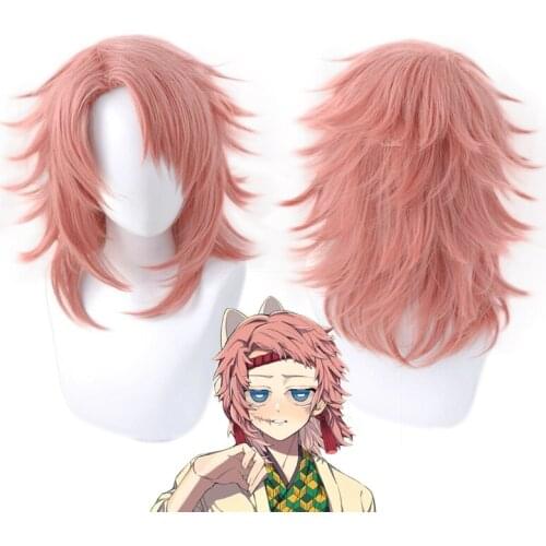 Anime Demon Slayer Kimetsu no Yaiba Sabito Wig Cosplay Costume Men Women Heat Resistant Synthetic Hair Wigs
