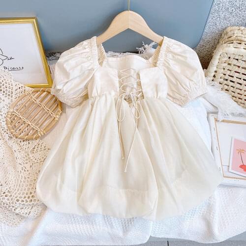 Girls Princess Dresses 2021 Summer New Casual Kids Clothing Sweet Back Bow Baby Costume Children Party Fancy 3-8 Y